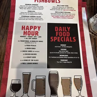 Happy hour and specials