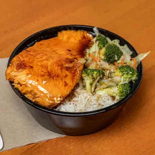 Salmon Teriyaki With White Rice
