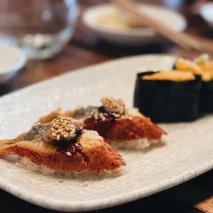 Unagi foie gras and domestic uni