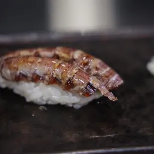 a close up of a piece of food