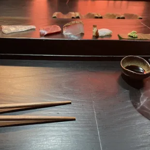 interior, sushi and sashimi