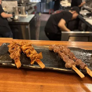 Chicken Skin and gizzards (nicely done)