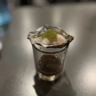 Oyster shooter with wasabi tobiko