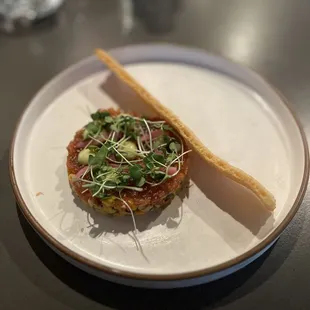 Omakase sweet corn tuna tartare