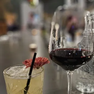 Pineapple Margarita mocktail and Cabernet Franc