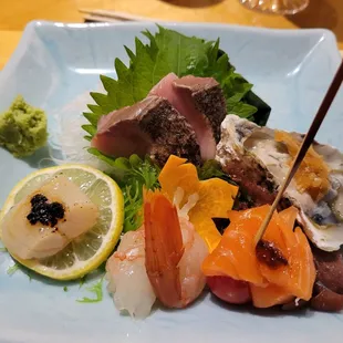 Magical scallop and super fresh sweet delicious red shrimp were highlights