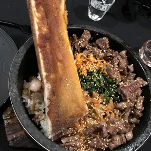 Bone marrow rice from the beef menu. Great stuff.
