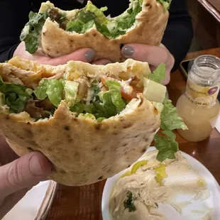 Chicken Shawarma Pita and Falafel Pita Sandwich