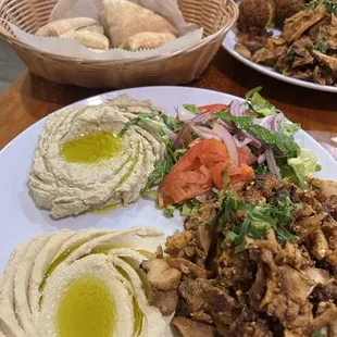 Chicken Shawarma Platter with Baba Ganoush and Hummus