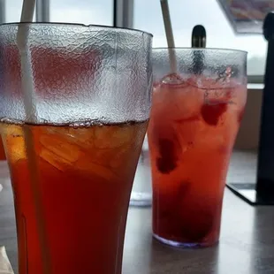 Enjoying our drinks and super excited for our food