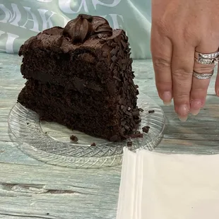 Huge chocolate cake.