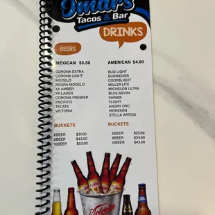 Drink menu page 1
