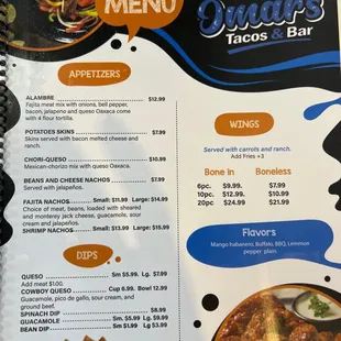 Menu Appitizers