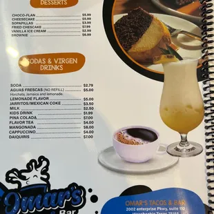 Desserts and soft drinks