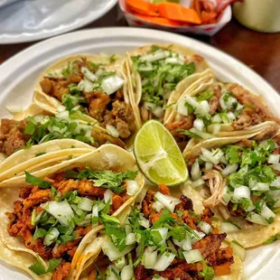 a plate of tacos on a table