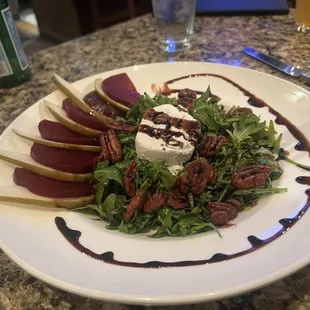 This a a pear and beet salad..