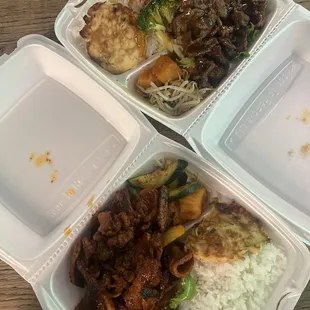 top: beef teriyaki bottom: pork bulgogi
