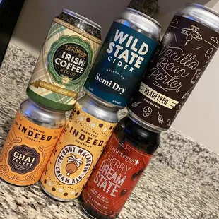 Some available beers (build your own 6-pack)