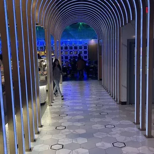 Buffet entrance with cool lighting