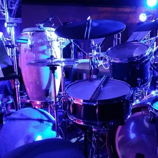 a drum set up
