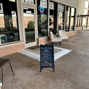 Front entrance with snippet of menu