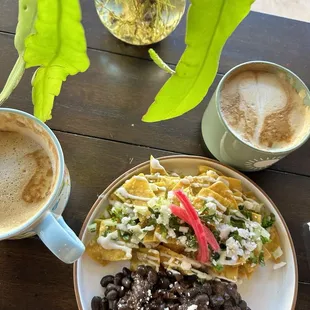 The Alchemist (left), chilaquiles, The Salted Maple (right)