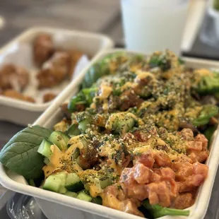 a close up of a tray of food