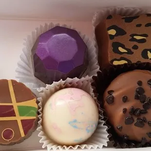 a variety of chocolates in a box