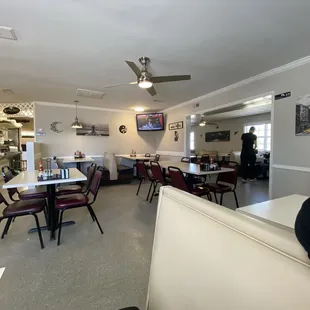 Inside facing back of restaurant