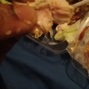 So the cook was so mad he had to remake the salad that he served me and my unborn baby pieces of raw meat smh