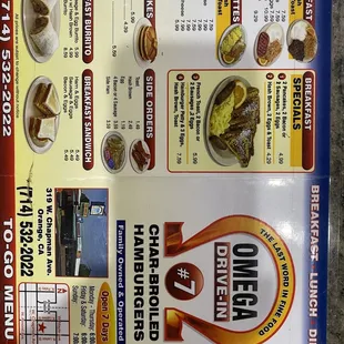 Counter menu as of September 2021