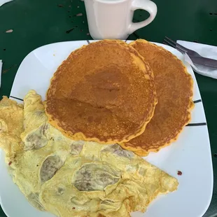 Corn beef and swiss omelette