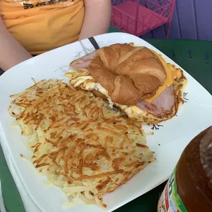 Croissant and hashbrowns