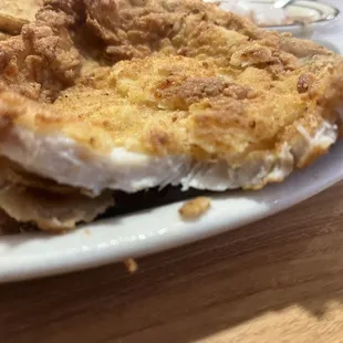 Look under the breading at the tender, moist.