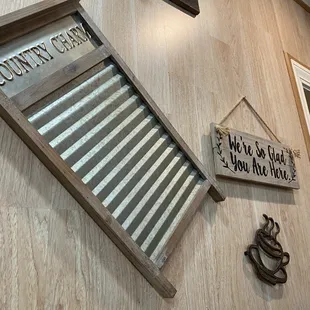 a window and a sign on the wall