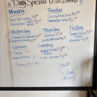 Specials menu board at entrance