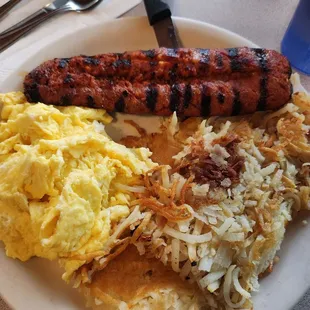 Linguica, hashbrowns &amp; eggs
