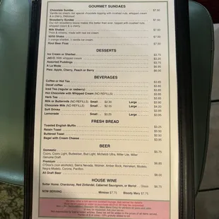 menu