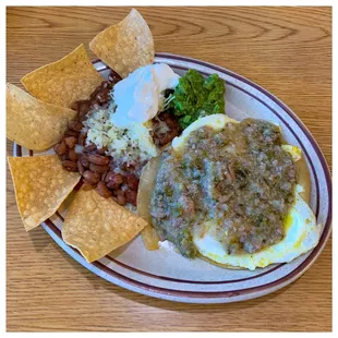 Huevos Rancheros with pork Chile verde sauce