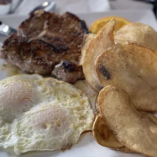 Pork Chop, Eggs, Spuds