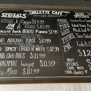 Clearly posted Special board