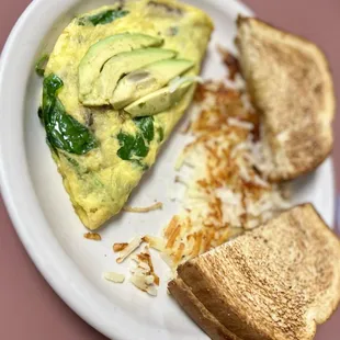 an omelet and toast