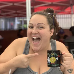 Enjoying fresh coffee from the cutest mugs in town!