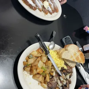 Steak &amp; eggs, and French toast