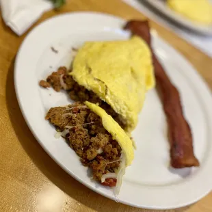 Inside of said stuffed omelette.  They don&apos;t cut corners.