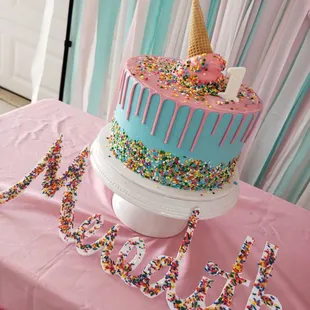 a birthday cake with sprinkles