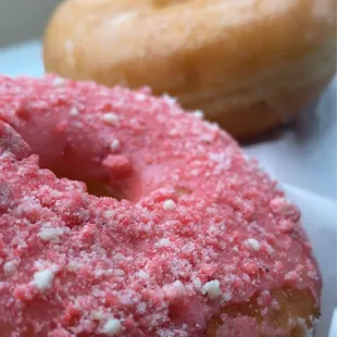 Strawberry shortcake donut and Glazed Donut