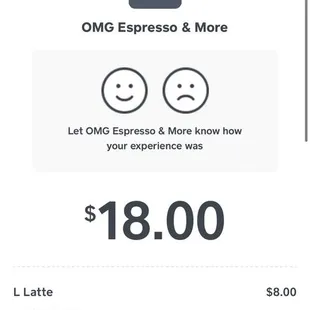 Receipt for 2 drinks