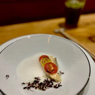 Black cod with grape tomatoes