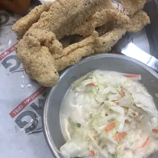 Fried catfish and slaw (a little watery)
